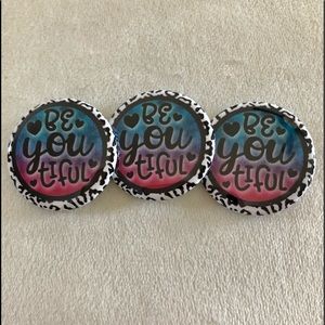 I.5 inch beyoutufil pin back button set of 3